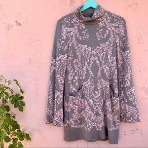 Free People Gray Mock Neck Mini Dress w/ Pockets